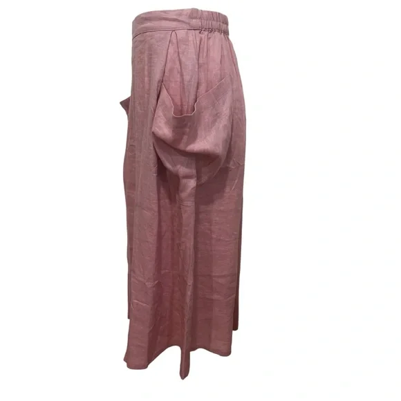 LINTICO 100% linen midi skirt new women’s size small dusty rose airy travel boho - Picture 12 of 16